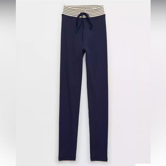 Ribbed drawcord legging in blue - Picture 6 of 8